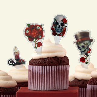 Skull Cupcake Toppers Set in Red (24 pcs) 2