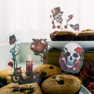 Skull Cupcake Toppers Set in Red (24 pcs) 7