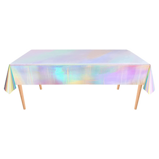 2pcs Plastic Iridescent Tablecloth Holographic Foil Table Cover For Euphoria Party Decor