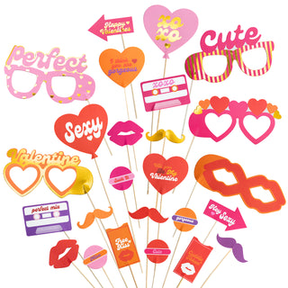 Valentine's Day Selfie Props in Pink Red and Orange (25pcs) main