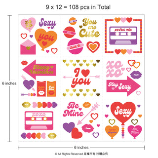 108 pcs Valentine’s Day temporary tattoos love celebration