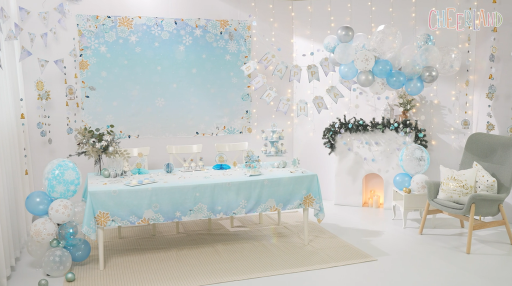 Silver Snowflake Garland for Winter Wonderland/Onederland Party Decoration