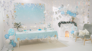 3-tier Gold Blue White Snowflake Cupcake Stand for Winter Wonderland Party Decorations
