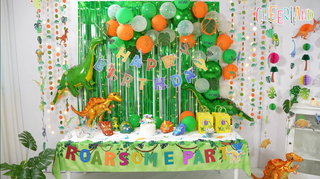9x5 ft Dinosaur Party Tablecloth Dancing Partysaurus Tablecover