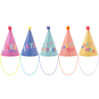 Rainbow Party Hats with Pom Pom (15pcs) main