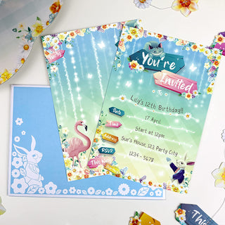 12 Set Alice in Wonderland Invitations Floral Invitation Card 2