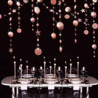 New Year Decor Rose Gold Garland with Circle Dot & Twinkle Star (39Ft) 2