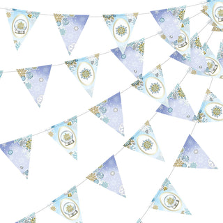 Snowflake Bunting Flag Banners in Blue and Purple 28ft 1