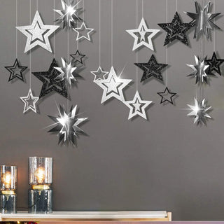 Glitter Black Charcoal Silver Star Party Decorations Twinkle Little Star Garland 1