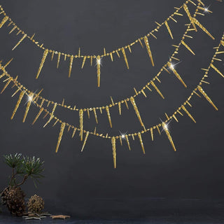 Christmas Decor 3D Glitter Gold Icicle Garland (26Ft) 1