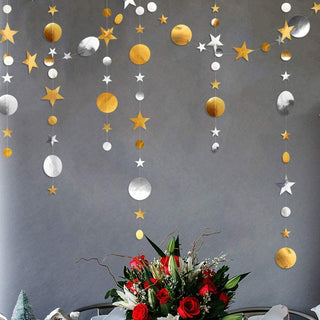Christmas Gold & Silver Circle Dot Garlands with Stars (3pcs) 1
