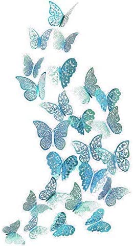3D Teal Blue Butterfly Wall Decal (Teal Blue A) 1