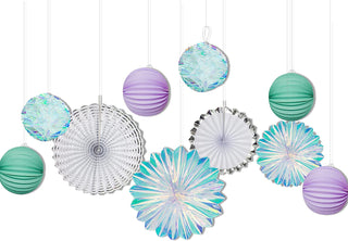 10pcs Holographic Hanging Honeycomb Ball Fan Party Decorations  1