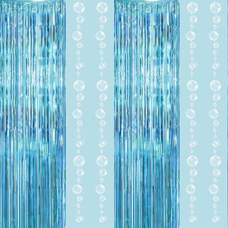 Foil Fringe Curtain Backdrops and Bubble Garlands Set (6pcs) 1