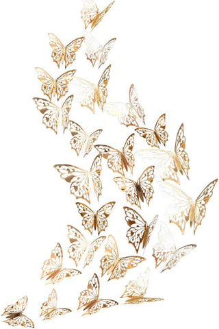 3D Champagne Gold Butterfly Wall Decal (Champagne Gold B) 1