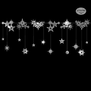 22pcs Silver Christmas Decorations Glitter Star Garland 1