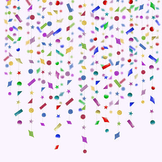 6pcs Glitter Colorful Confetti Garlands Hanging Rainbow Star Backdrop 1