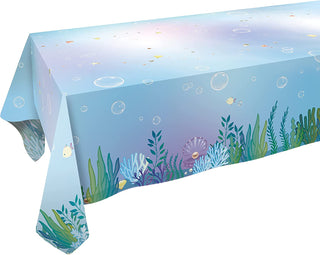 JOYCOM 9x5 ft Fabric Under The Sea Little Mermaid Tablecloth 1