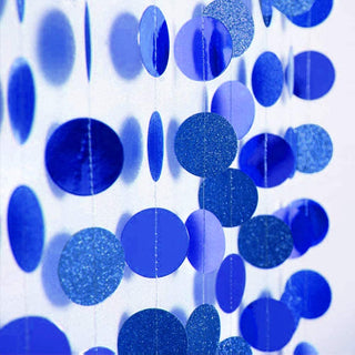 Glitter Royal Blue Circle Garland Hanging Polka Dots