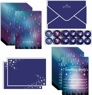 12 sets Invitation Card Aurora Galaxy Shooting Star with Envelopes and Stickers 1
