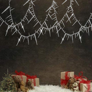 3D Glitter Silver Icicle Christmas Garland
