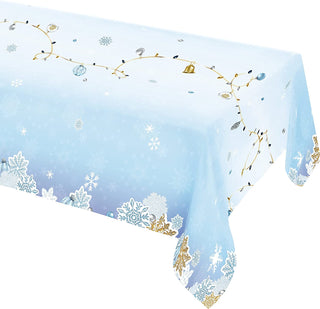 Snowflake Christmas Fabric Tablecloth 9x5 ft 