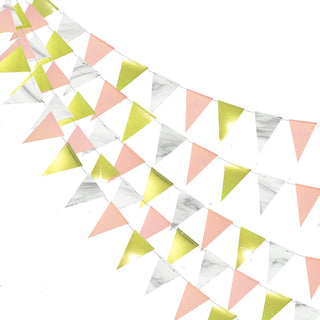 Bunting Flag Banners Set in Green, Pink and Silver (4pcs) 1