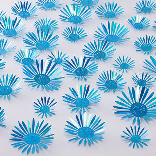 3D Blue Flower Removable Flower Wall Stickers (40 pcs) 1