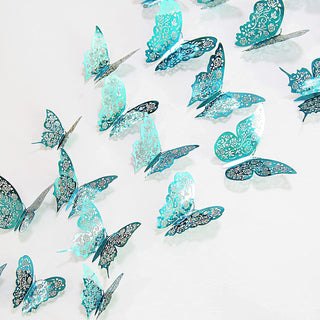 3D Teal Blue Butterfly Wall Decal (Teal Blue B) (48pcs) 1