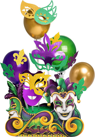 Mardi Gras Table Centerpiece Set in Gold, Green and Purple 1