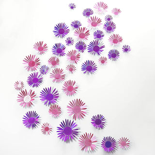 Metallic Paper Flower Wall Stickers Set in Pink and Purple (40pcs) 1