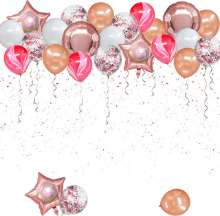 Pink White Rose Gold Balloons (25pcs) 1