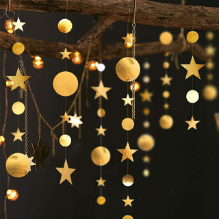 3pcs Gold Twinkle Little Star and Circle Party Garlands 1