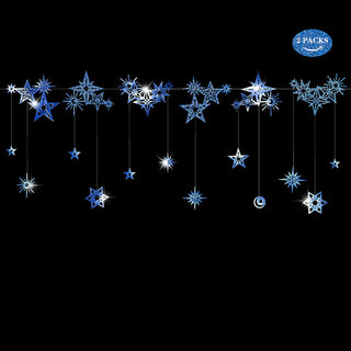 Royal Blue Glitter Star Garland (22pcs) 1