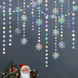 Christmas Decoration Iridescent Snowflake & Circle Garland (52Ft) 1