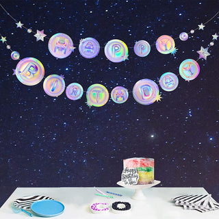 Holographic HAPPY BIRTHDAY Paper Banner Twinkle Star Decorations  1