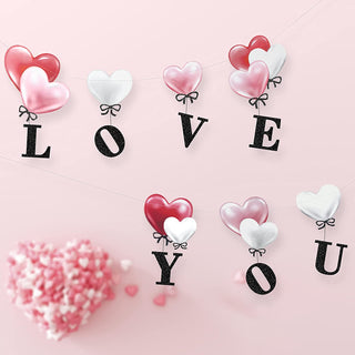 LOVE YOU Banner Heart Garland for Valentine’s Day Decorations 1