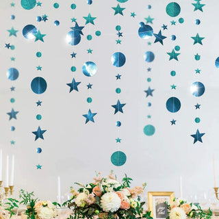 3pcs Glitter Teal Blue Star Circle Garland Party Decoration 1