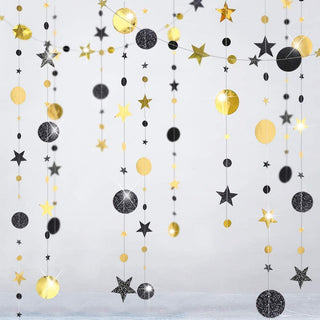 Glitter Black Gold Party Decorations Moon Star Garland 1