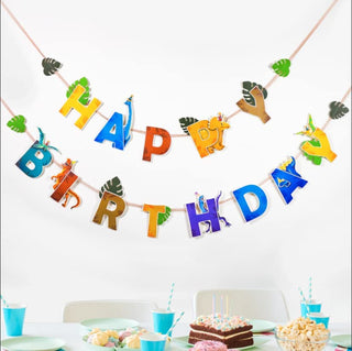 2pcs Dinosaur Theme Happy Birthday Banner for Boy’s Birthday Party 1