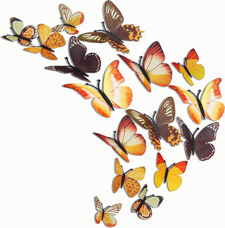 3D Autumn Yellow Fabric Butterfly Wall Decals (16pcs) 1