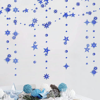 6 Strings Glitter Blue Star Garland for Blue Party Decorations 1