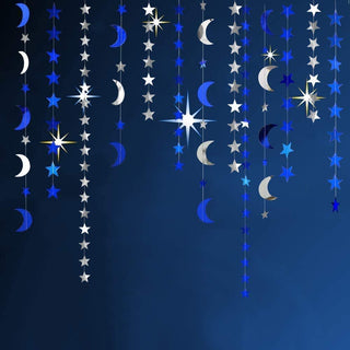 Royal Blue Silver Stars and Moon Garlands (52ft)  1