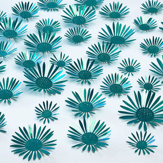 3D Teal Blue Removable Flower Wall Stickers (40 pcs)1