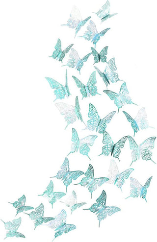3D Teal Blue Butterfly Wall Stickers (Teal Blue C) (48pcs) 1