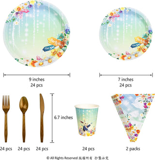 24pcs Alice Wonderland Theme Party Tableware with Plates Cups Spoon Fork Knives 2