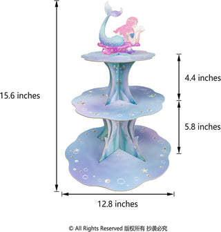 JOYCOM Pink Blue Mermaid Party Cake Decoration Cupcake Stand 2