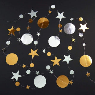 Christmas Gold & Silver Circle Dot Garlands with Stars (3pcs) 5
