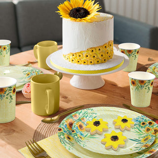 24 Set Sunflower Party Tableware Summer Party Cup Plate Paper Napkin Cutlery 2