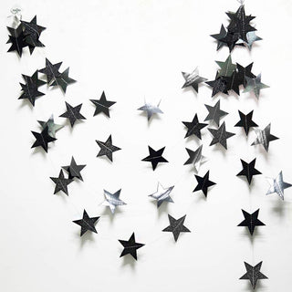 Glitter Black Silver Crescent Moon Star Garland Ramadan Party Decoration 2